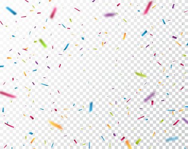 Vektör çizim renkli şerit ve konfeti, şeffaf arka plan üzerinde izole