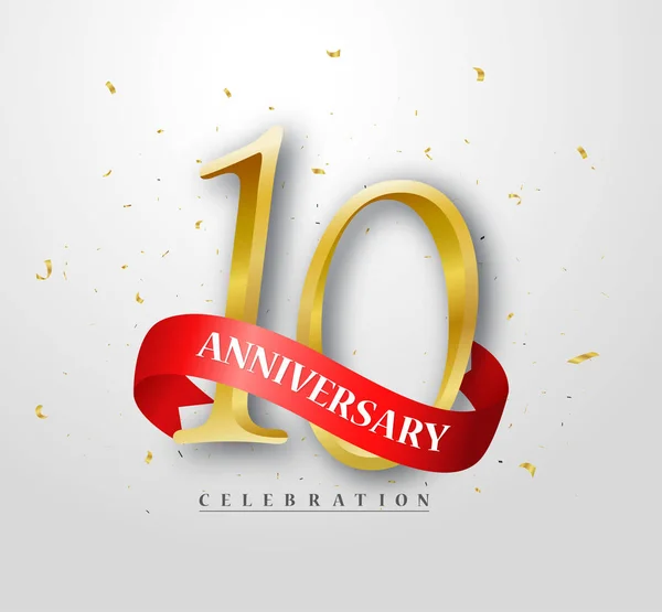 Vector Illustration Years Happy Anniversary Banner Celebration Gold Confetti — Stock Vector