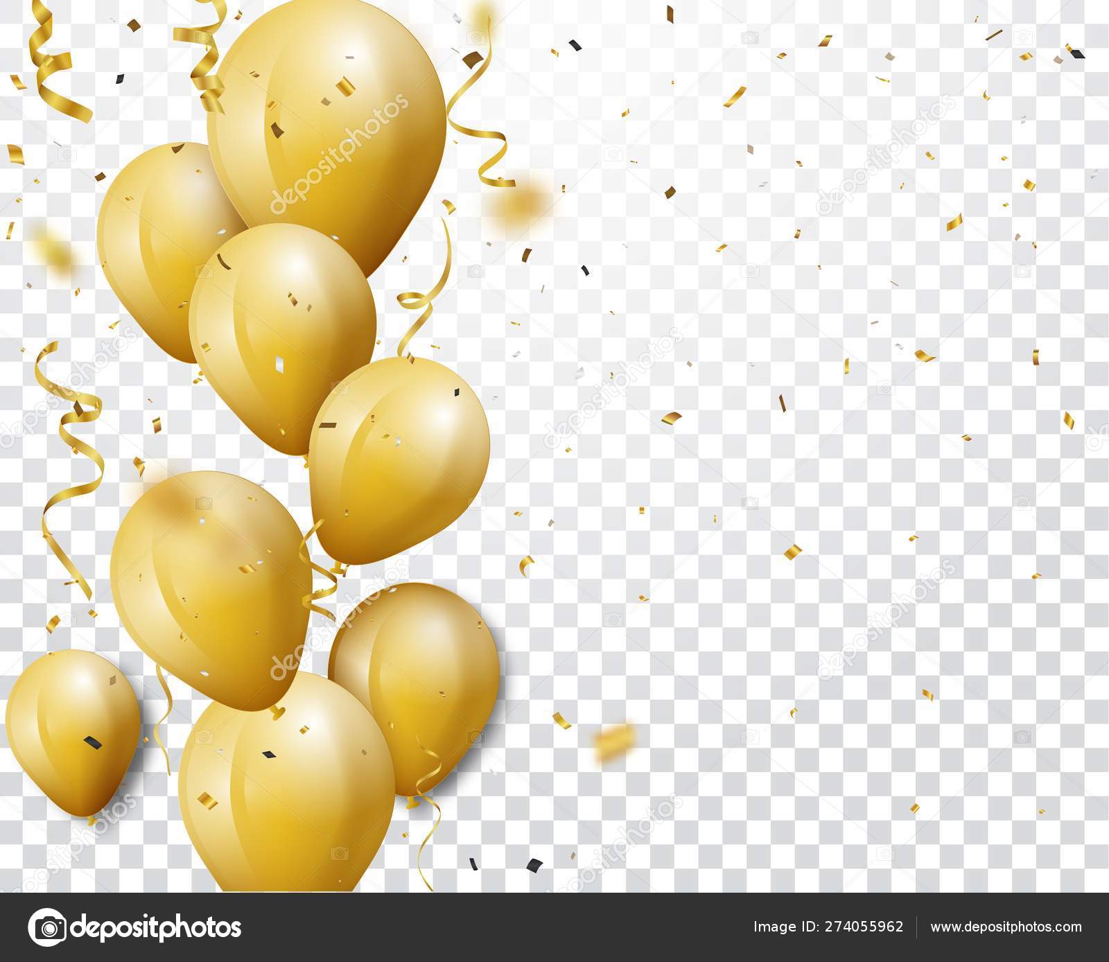 Vector Illustration Celebration Background Gold Confetti Balloons Stock