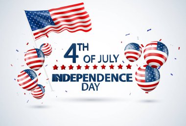 Vektör İllüstrasyon Balon ile ABD kutlama 4 Temmuz Bağımsızlık günü