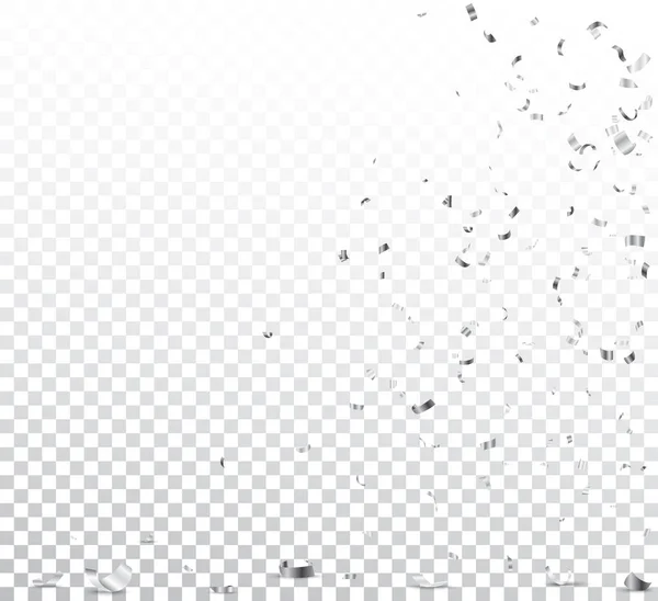 Векторна Ілюстрація Красивого Срібного Конфетті Стрічки Ізольовані Прозорому Фоні — стоковий вектор