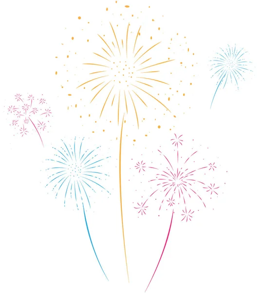 Ilustración Vectorial Fuegos Artificiales Festivos Eventos Fondo — Vector de stock