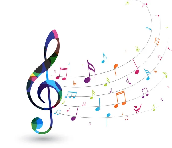 Renkli müzik notalarının vektör illüstrasyonu arkaplan, soyut işaret ve sembol