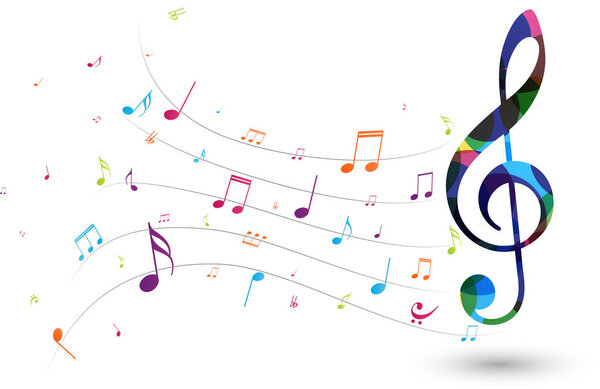 Vector Illustration of Colorful music notes background, abstract sign and symbol