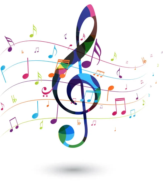 Renkli müzik notalarının vektör illüstrasyonu arkaplan, soyut işaret ve sembol