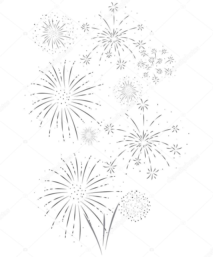 Vector Illustration of Fireworks festive and event background