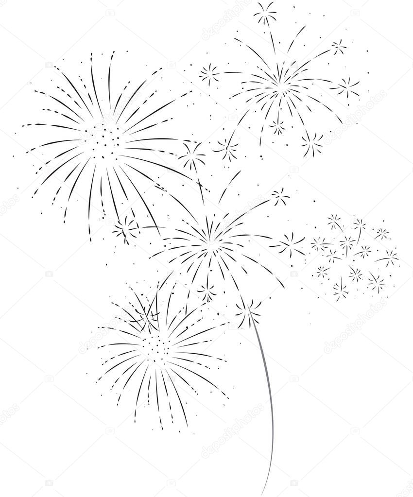 Vector Illustration of Fireworks festive and event background