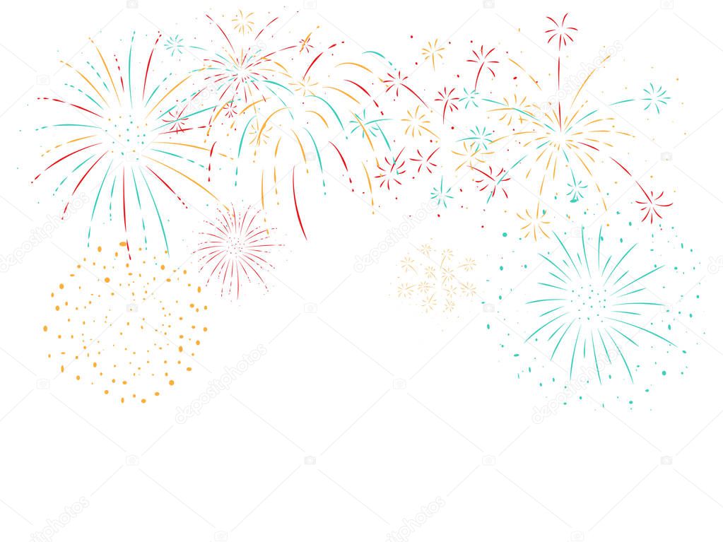 Vector Illustration of Fireworks festive and event backgroun