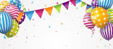 Renkli konfeti ile Doğum Günü Balonu Vektör İllüstrasyon