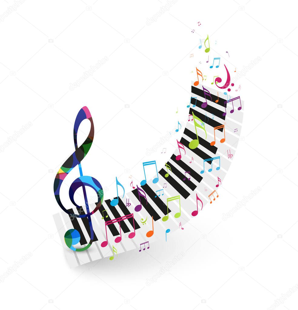 Vector Illustration of Colorful music notes background, abstract sign and symbol