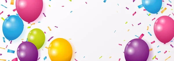 Vector Illustratie Van Celebration Banner Met Kleurrijke Confetti Ballonnen — Stockvector