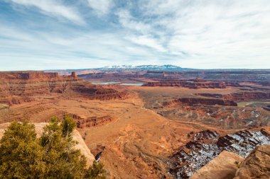Ölü at Point devlet parkı kış aylarında Utah güzel bir turistik 's. 