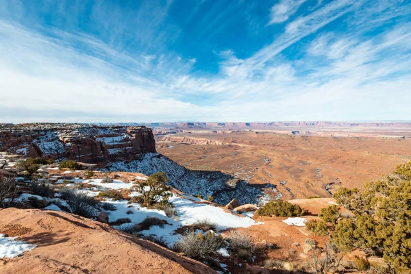 Cayonlands National Park during the winter month in Utah.