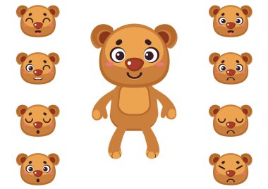 Sevimli karakter ayı. Tasarımcı yüzü. Takas yüzler vücut parçaları taşımak ve ruh birkaç tıklamayla değiştirin. % 100 vektör.