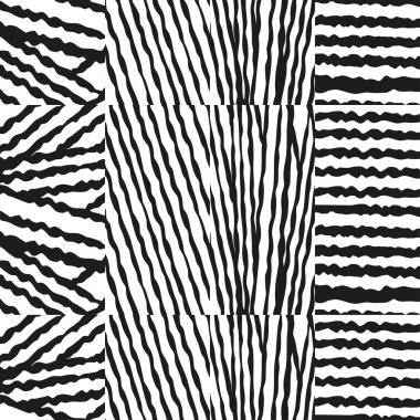 Soyut düzensiz siyah beyaz çizgiler sorunsuz arka plan. Satırları rasgele farklı yönlere düzenlenir.