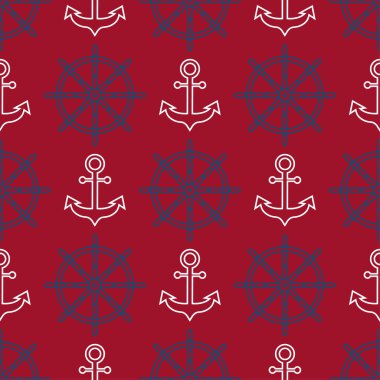 Desen beyaz çapa ve mavi tekerlek