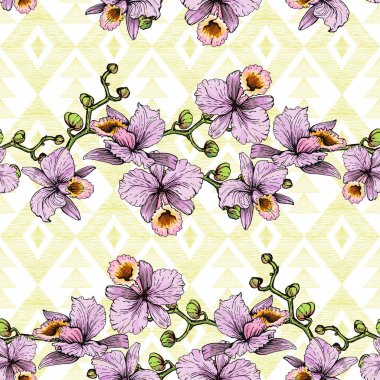 Renkli bir arka plan üzerinde orkide deseni