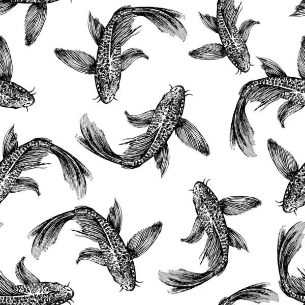 Schets patroon van drijvende vissen — Stockvector