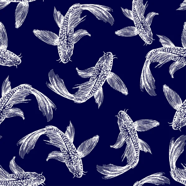 Белые рыбы на синем фоне — стоковый вектор