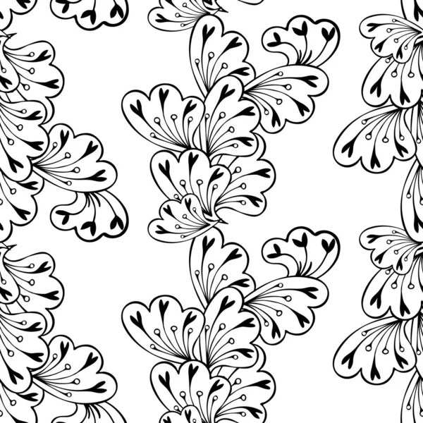 Motif floral abstrait noir et blanc sur blanc — Image vectorielle