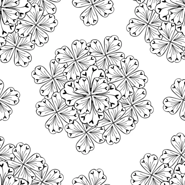 Padrão abstrato floral preto e branco — Vetor de Stock