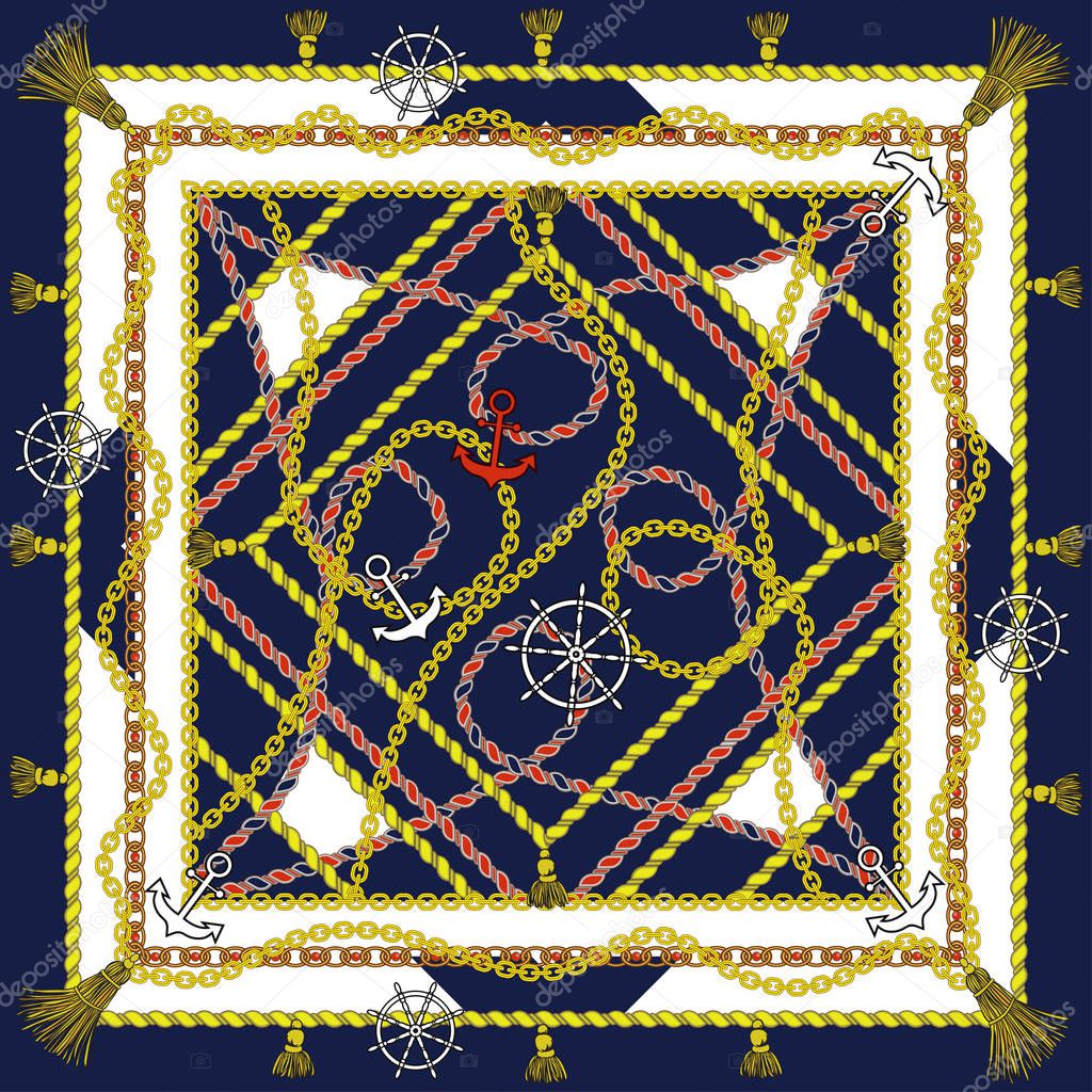Silk scarf with a nautical theme
