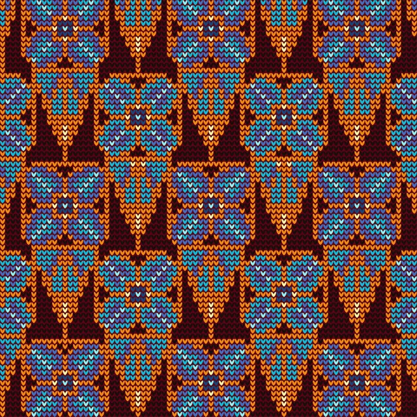 Ornement tricoté de fleurs bleues — Image vectorielle