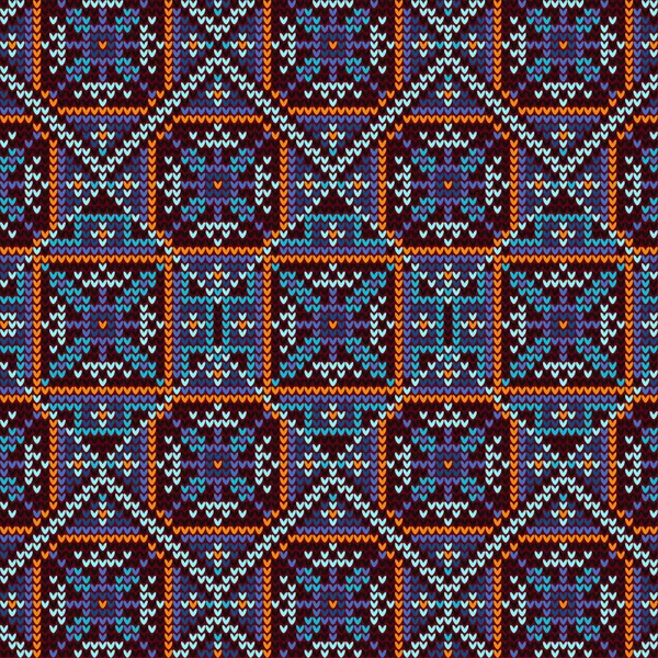 Modèle de tricot avec des fleurs de neige — Image vectorielle