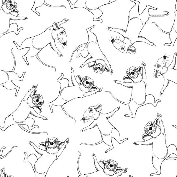 Tanzende lustige Ratten. Cartoon-Set — Stockvektor
