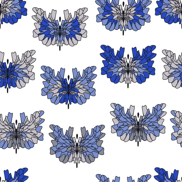 Patroon van abstracte vlinders in blauwe en grijze kleuren — Stockvector