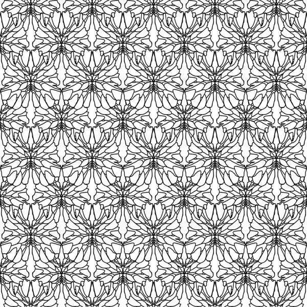 Motif de fleurs abstraites noir et blanc — Image vectorielle