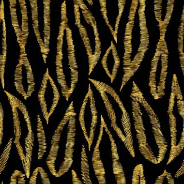 Soyut çizgilerin altın iplikleriyle nakışların taklit edilmesi