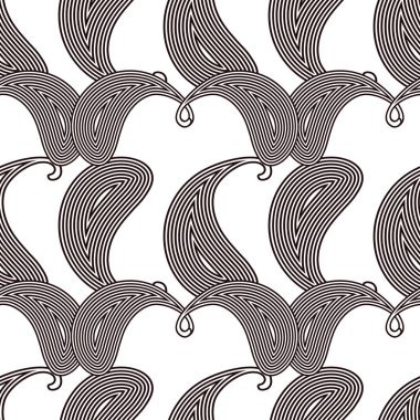 Doğu tarzında siyah beyaz çizgili şal desenli süs. Işık arkaplanındaki tek renkli şekilleri ayır. Kusursuz vektör deseni.