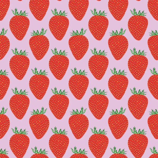 Pembe arka planda kırmızı çilekler. Ayrı ayrı böğürtlenler. Vektörsüz desen.