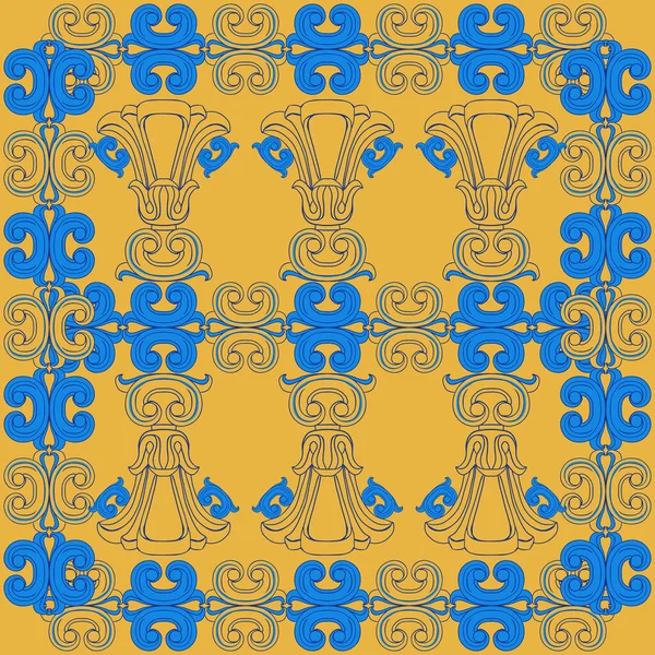 Vintage Barokk Minta Vázákkal Vektor Zökkenőmentes Minta Textil Papír Tapéta — Stock Vector