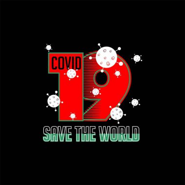 Dünyayı kurtar covid 19 vintage vektörü