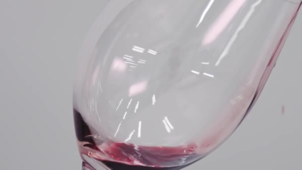 Red Wine Pouring Glass Someone Pouring Wine Glass Close Shooting — Stock Video