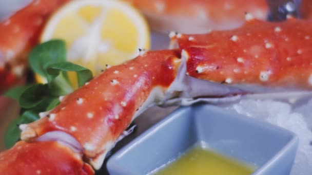 Servir Crabe Dans Restaurant Plat Crabe Frais Belle Portion Crabe — Video