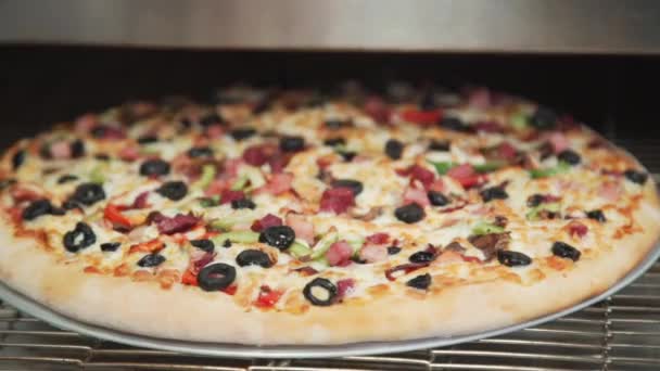 Chef Fait Des Pizzas Pizza Est Four Pizza Viande Italienne — Video