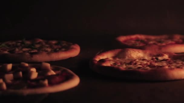 Húspizza Pizza Sütőben Olasz Pizza Készítésének Folyamata Pizza Étterem Konyhájában — Stock videók