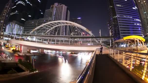 Paisaje Nocturno Downtown City — Vídeo de stock