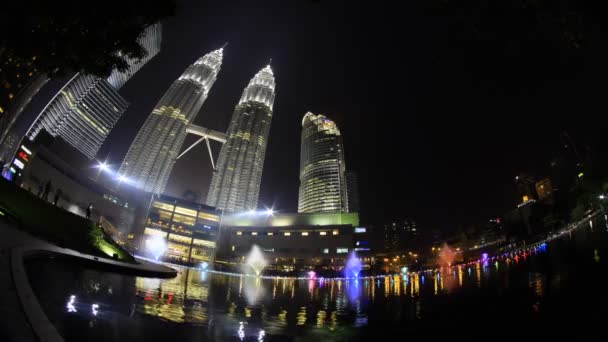 吉隆坡市中心喷泉灯光展示模式 — 图库视频影像