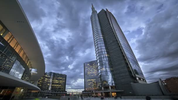 Rascacielos Día Noche — Vídeos de Stock