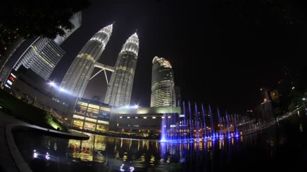 Kuala Lumpur Stadtzentrum Springbrunnen Voller Lichter Zeigen — Stockvideo