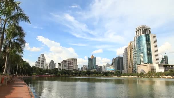 Modernos Edifícios Asiáticos Pan Esquerda Para Direita — Vídeo de Stock