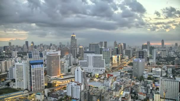 Ciudad Moderna Skyline Día Noche Timelapse Hdr — Vídeos de Stock