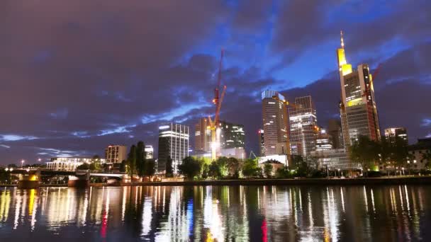 Front River Skyline Night — Stock Video