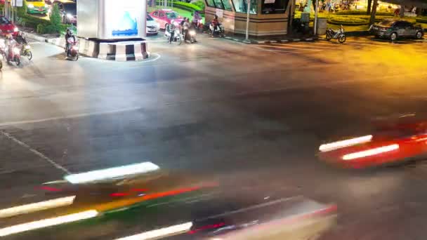 Timelapse Traffic Night Close Intersection — Stock Video
