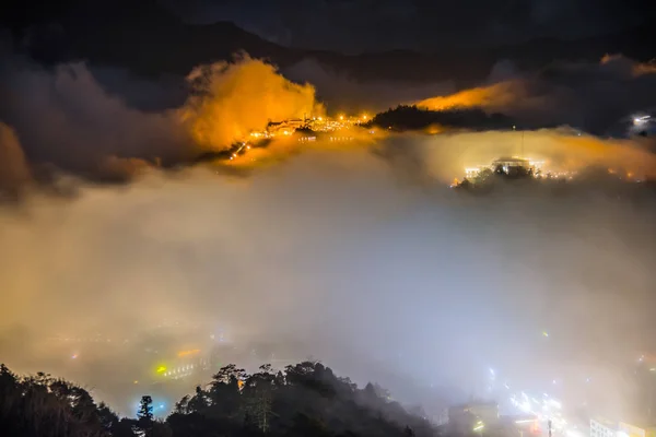Brouillard Passe Village Sapa Vietnam Soirée — Photo