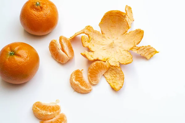 Peeled Mandarin White Background — Stock Photo, Image